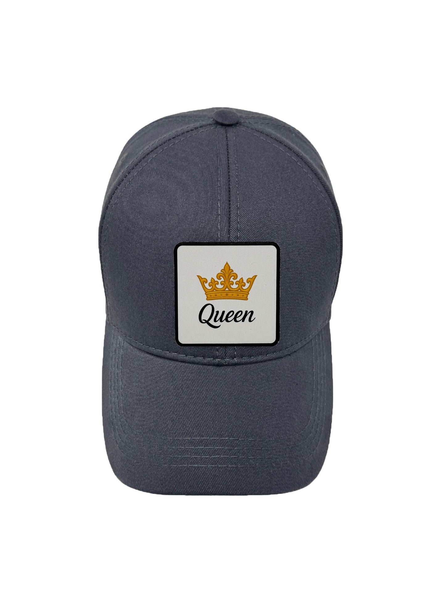 Queen | Embossed Removable Crown Patch 6 Panel Baseball Hat – %100 Cotton, Adjustable Strapback, Curved Bill , One Size Fits Most