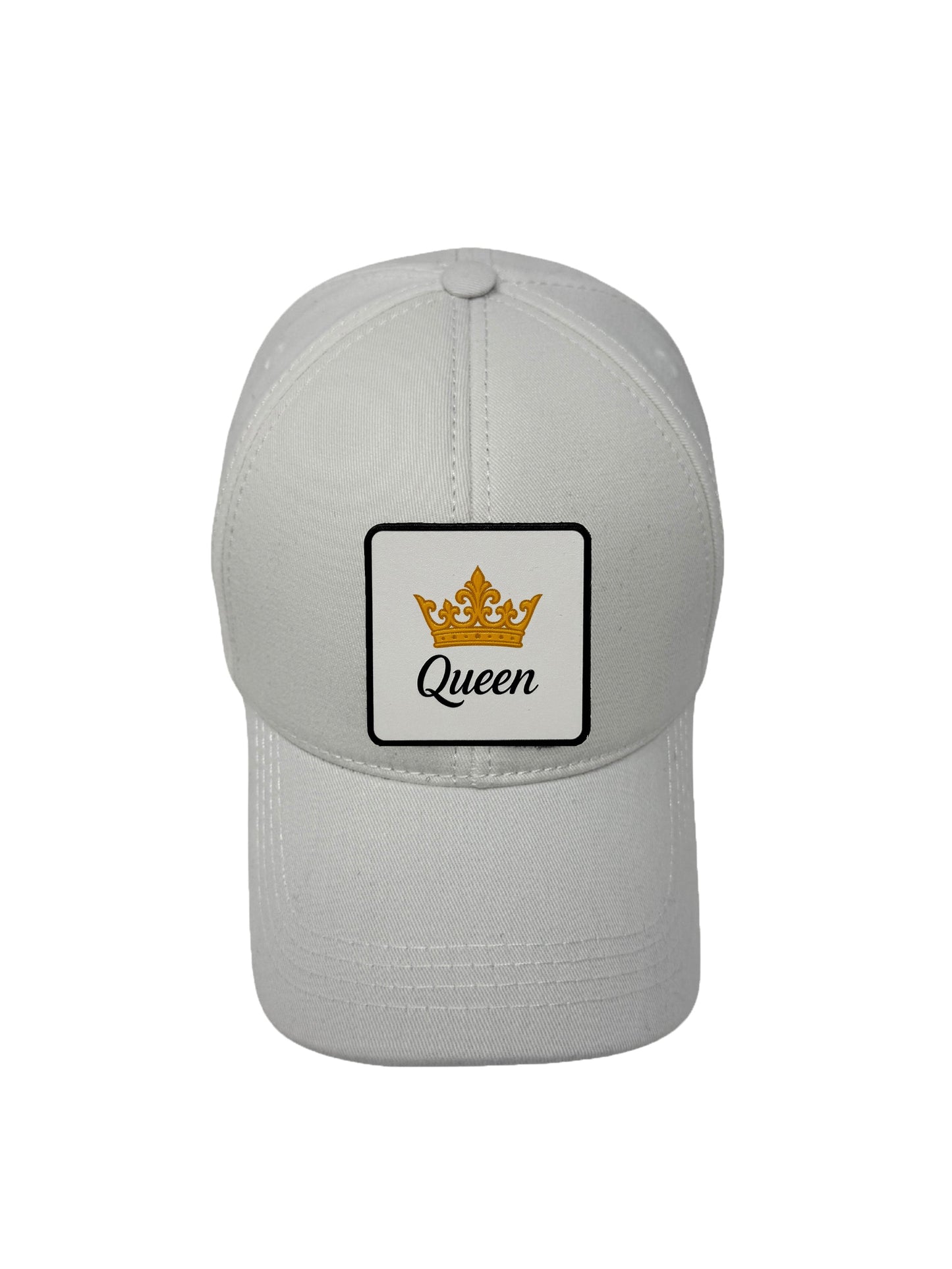 Queen | Embossed Removable Crown Patch 6 Panel Baseball Hat – %100 Cotton, Adjustable Strapback, Curved Bill , One Size Fits Most