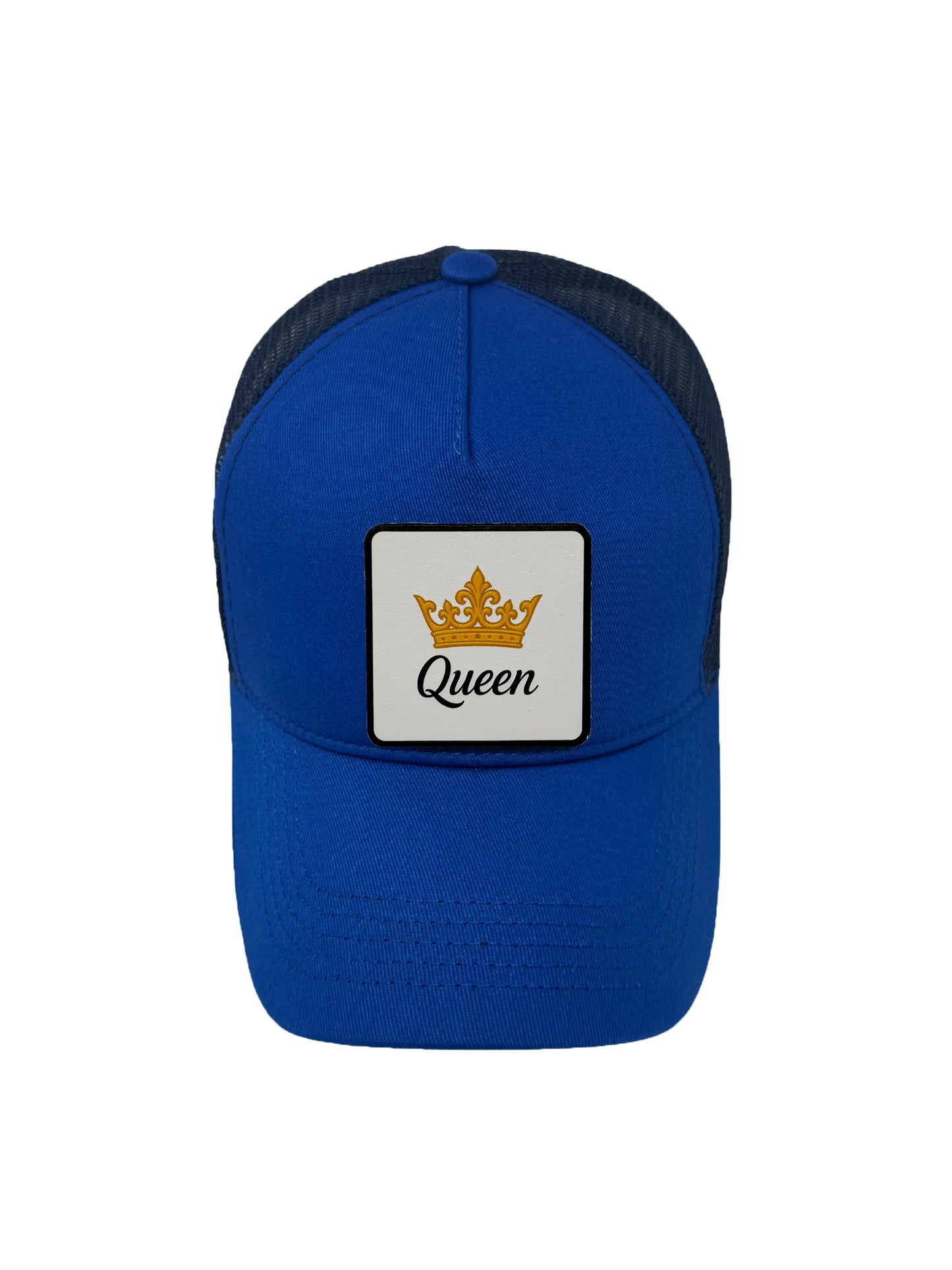 Queen | Embossed Removable Crown Patch Trucker Hat – Adjustable Snapback, Breathable Mesh, One Size Fits Most