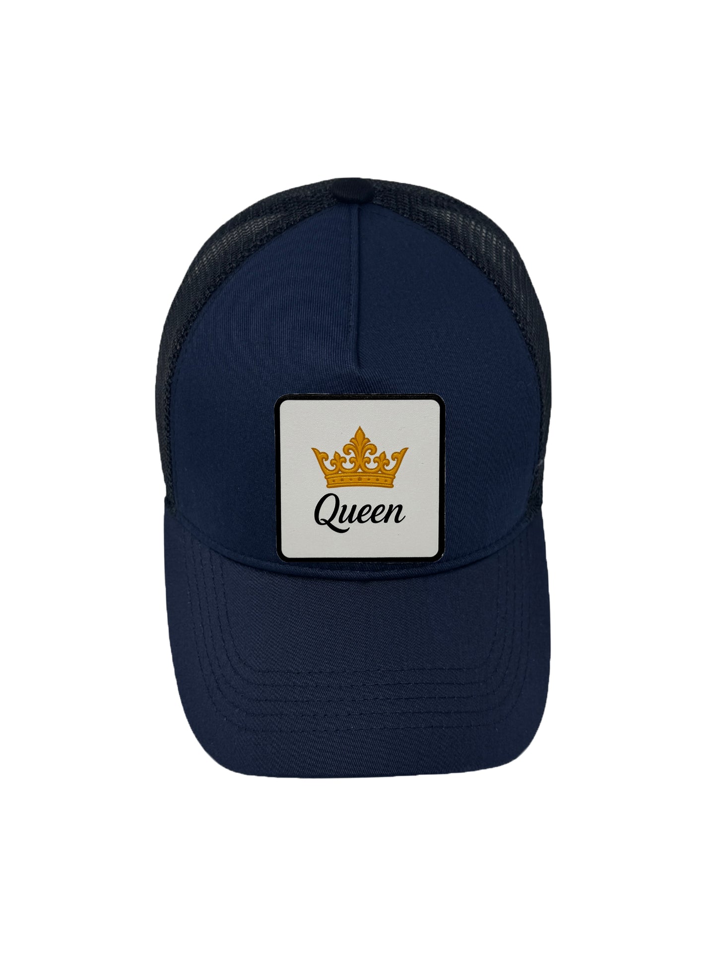 Queen | Embossed Removable Crown Patch Trucker Hat – Adjustable Snapback, Breathable Mesh, One Size Fits Most