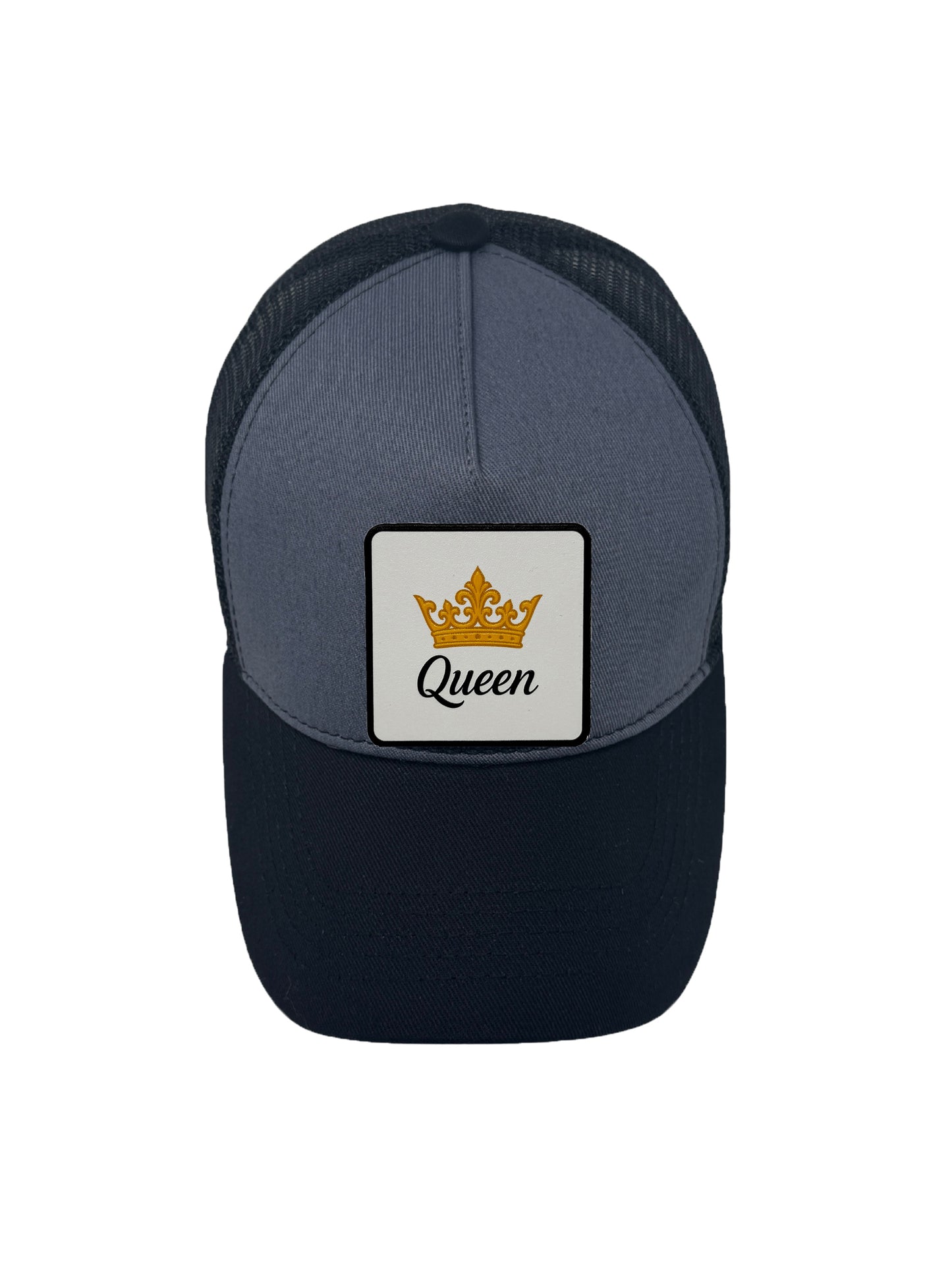 Queen | Embossed Removable Crown Patch Trucker Hat – Adjustable Snapback, Breathable Mesh, One Size Fits Most