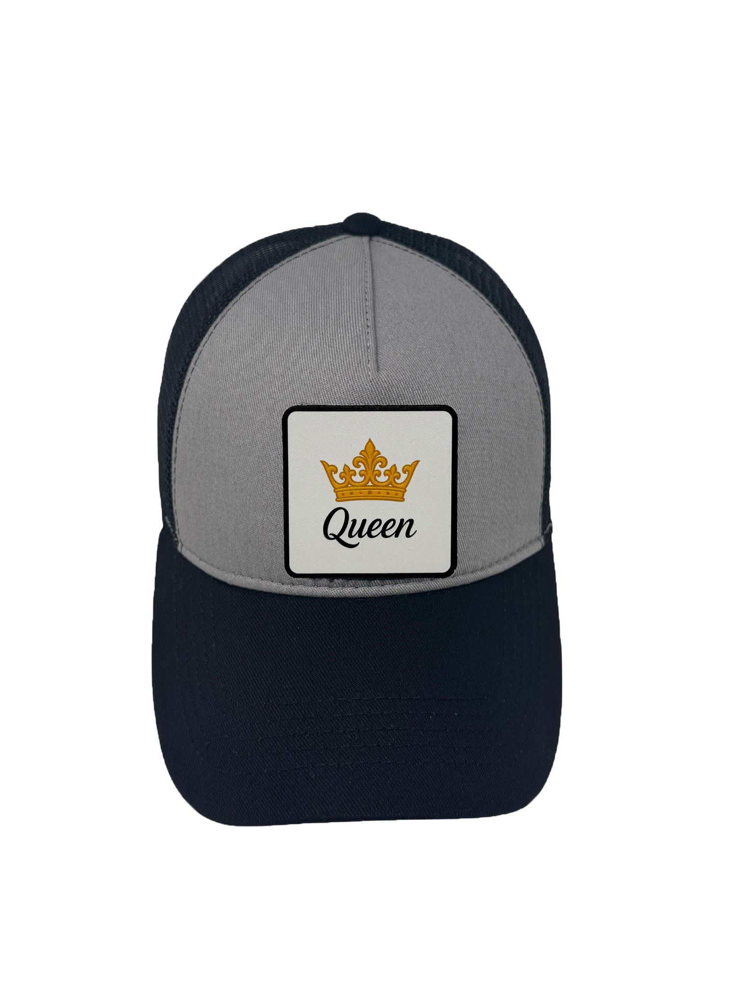 Queen | Embossed Removable Crown Patch Trucker Hat – Adjustable Snapback, Breathable Mesh, One Size Fits Most