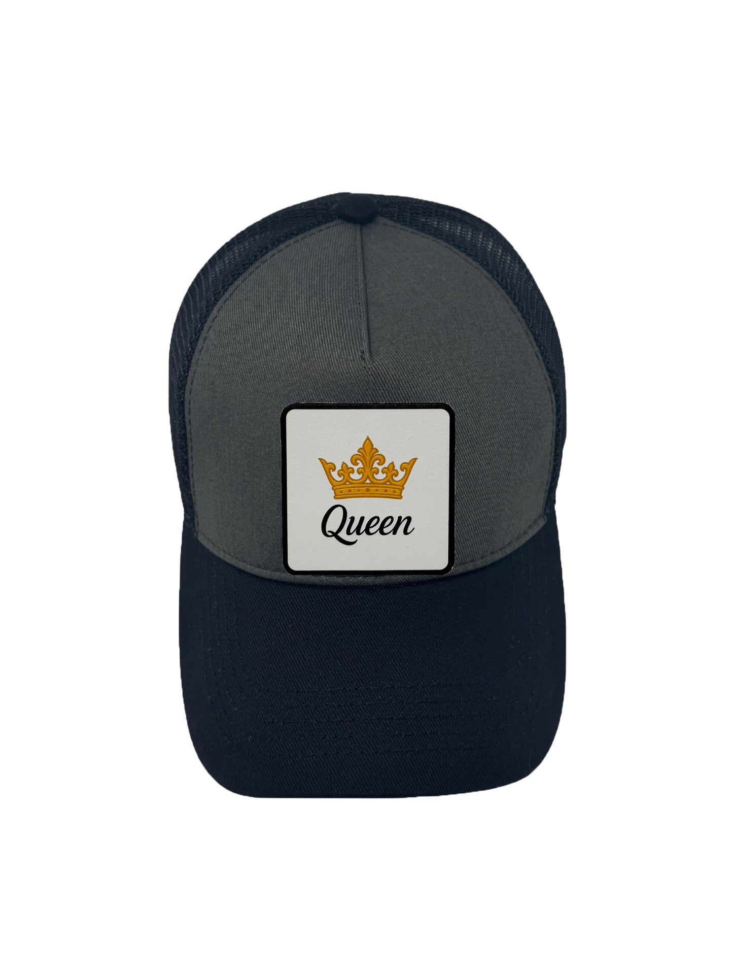 Queen | Embossed Removable Crown Patch Trucker Hat – Adjustable Snapback, Breathable Mesh, One Size Fits Most