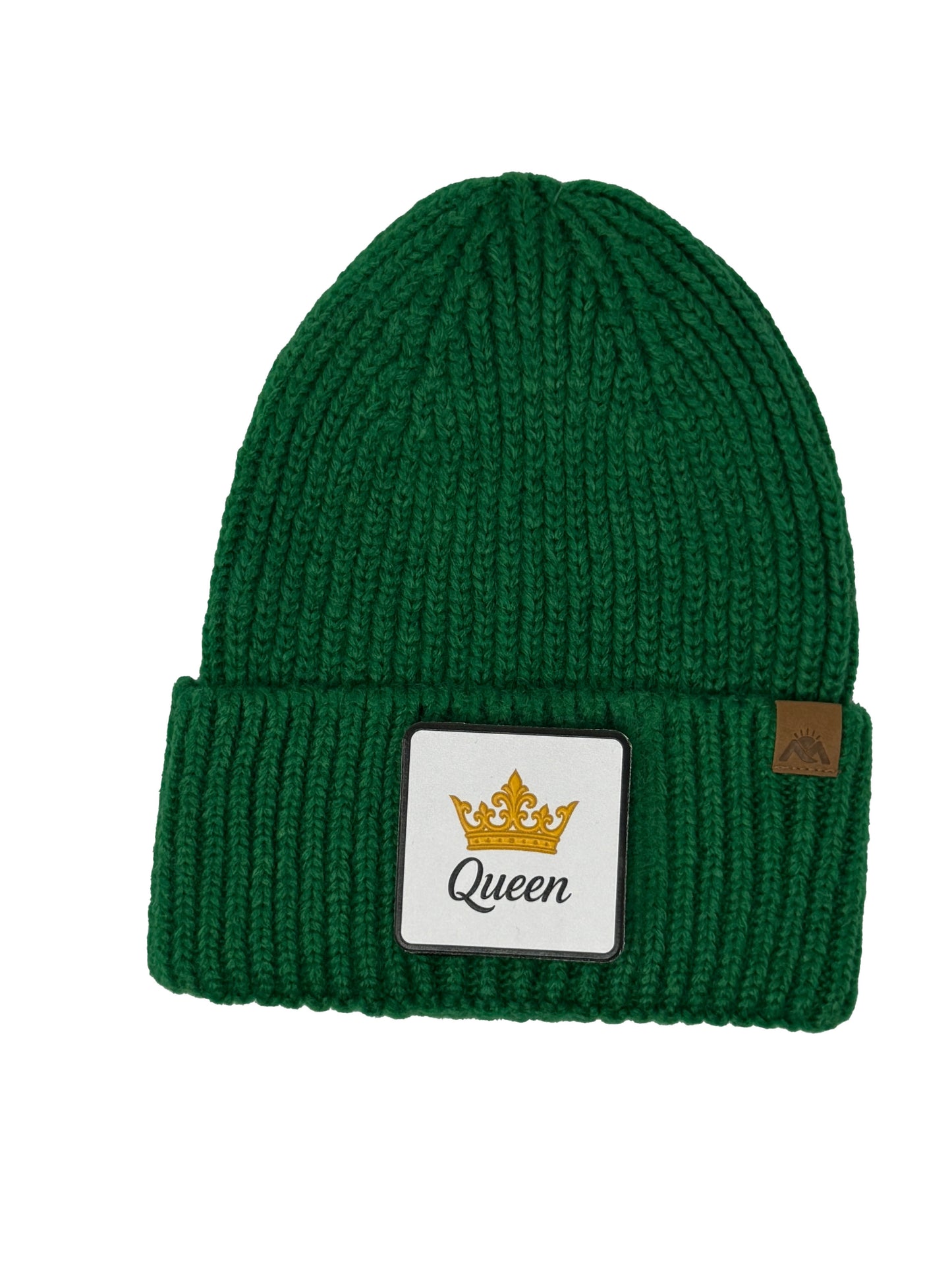 Queen | Embossed Removable Crown Patch Beanie - Wool Blend, Soft, Warm, One Size Fits All