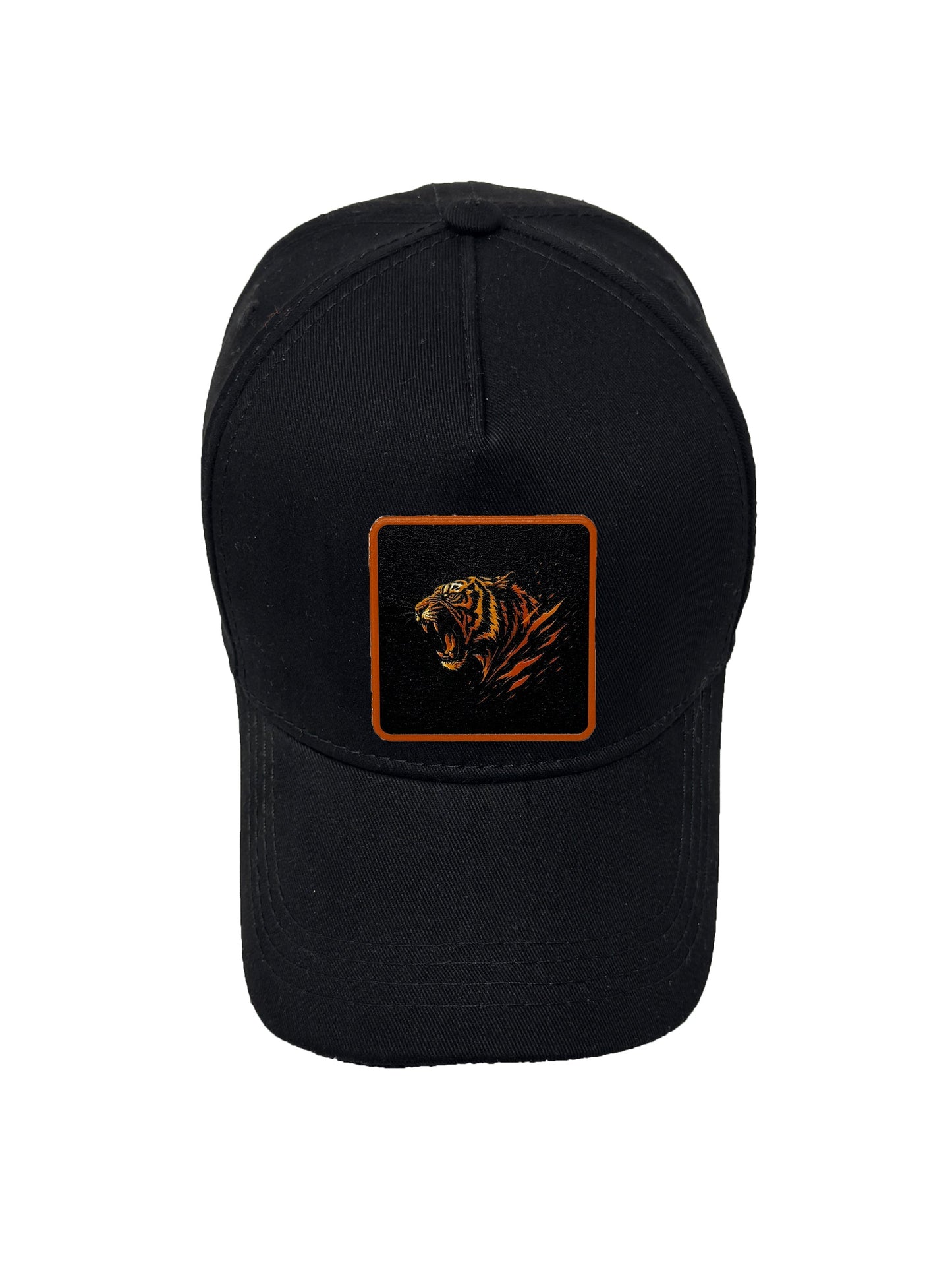 Roaring Tiger | Embossed Removable Patch 5 Panel Baseball Hat – %100 Cotton, Adjustable Strapback, Curved Bill , One Size Fits Most