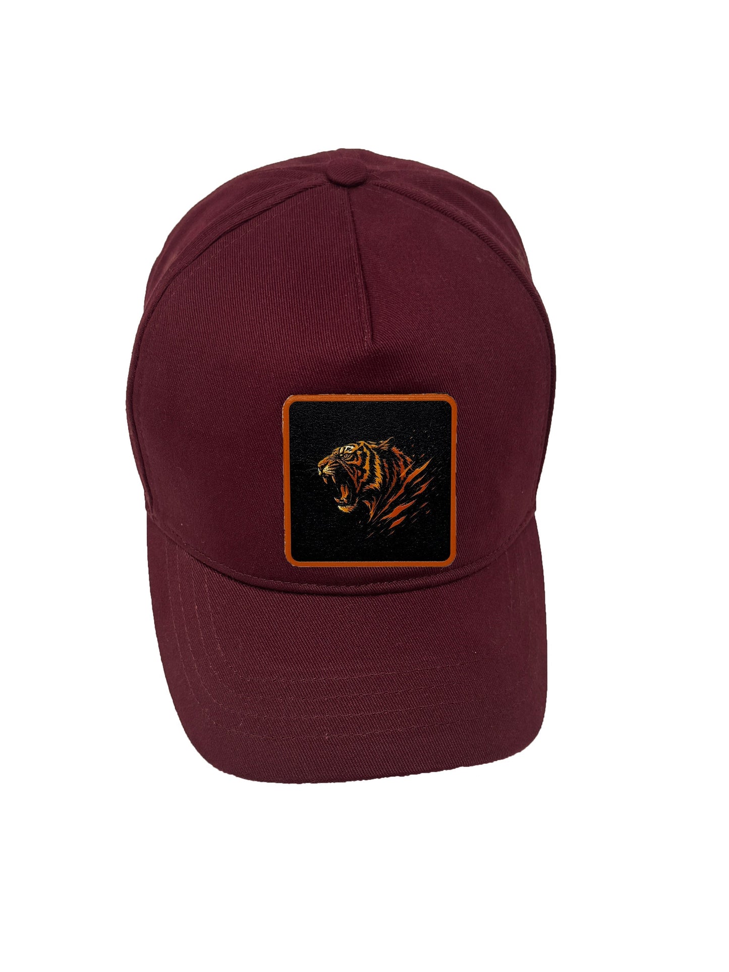 Roaring Tiger | Embossed Removable Patch 5 Panel Baseball Hat – %100 Cotton, Adjustable Strapback, Curved Bill , One Size Fits Most
