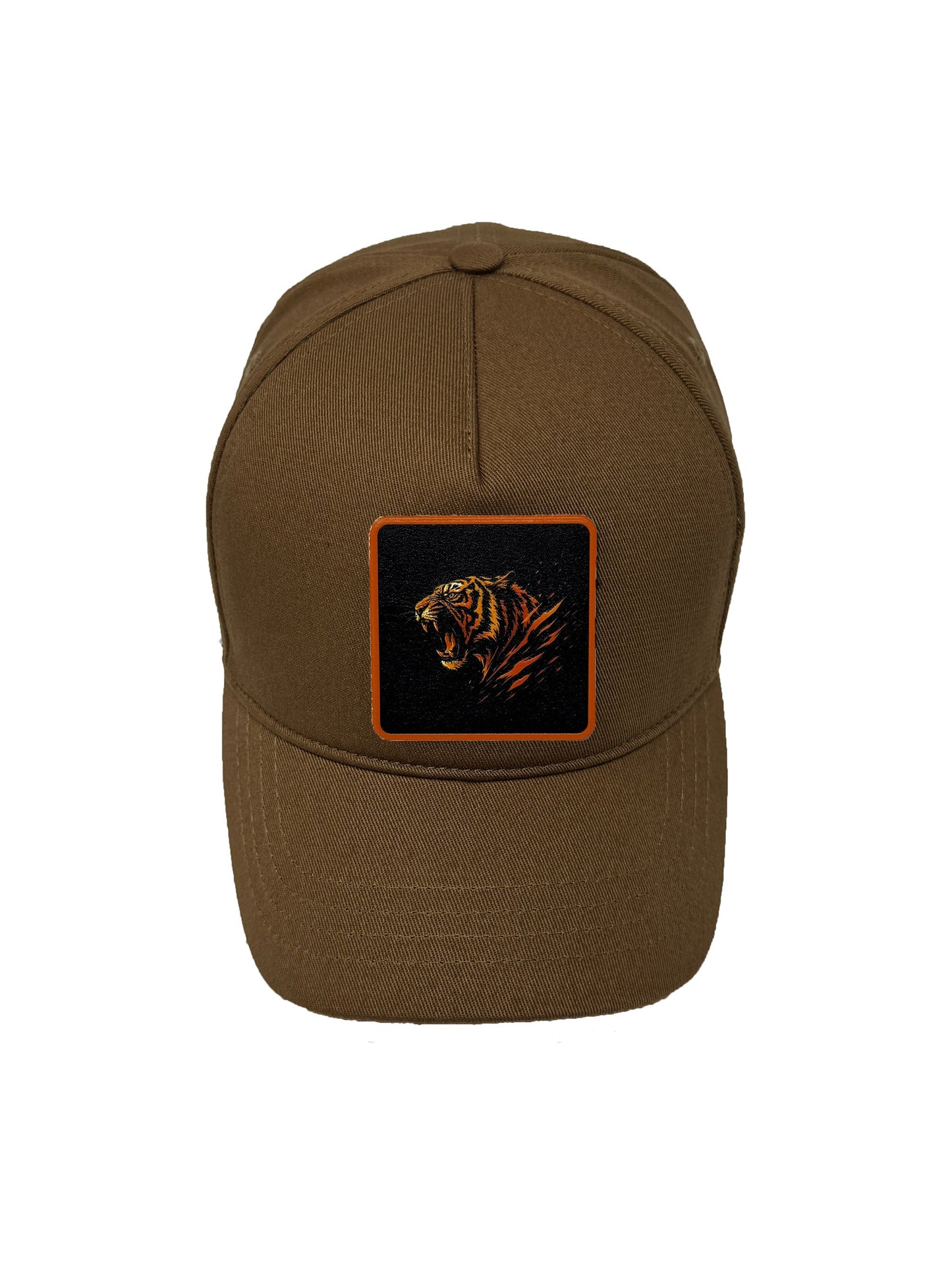 Roaring Tiger | Embossed Removable Patch 5 Panel Baseball Hat – %100 Cotton, Adjustable Strapback, Curved Bill , One Size Fits Most