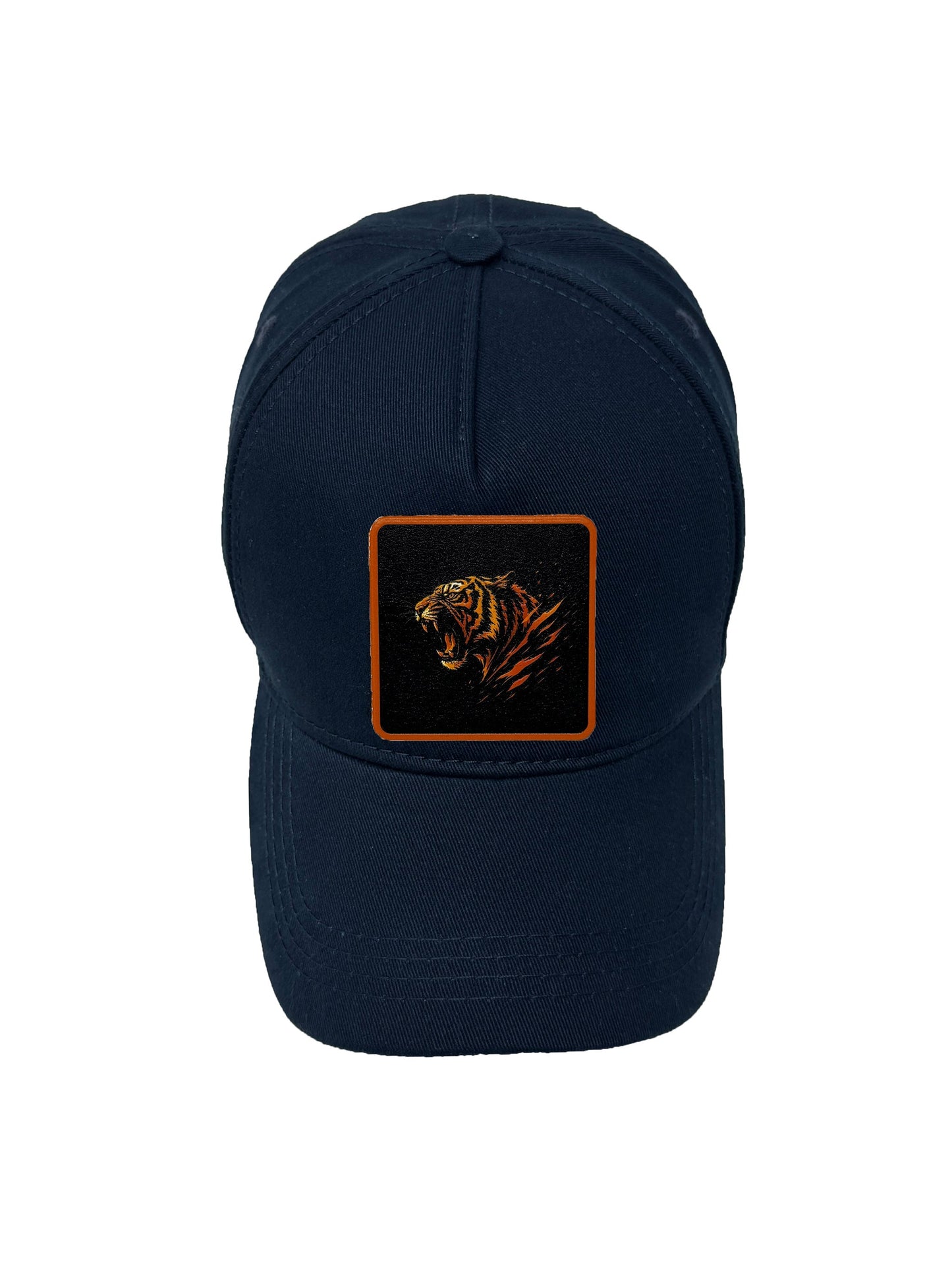 Roaring Tiger | Embossed Removable Patch 5 Panel Baseball Hat – %100 Cotton, Adjustable Strapback, Curved Bill , One Size Fits Most