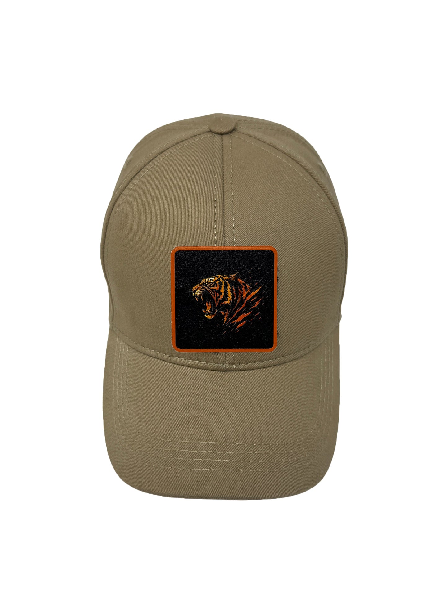 Roaring Tiger | Embossed Removable Patch 6 Panel Baseball Hat – %100 Cotton, Adjustable Strapback, Curved Bill , One Size Fits Most