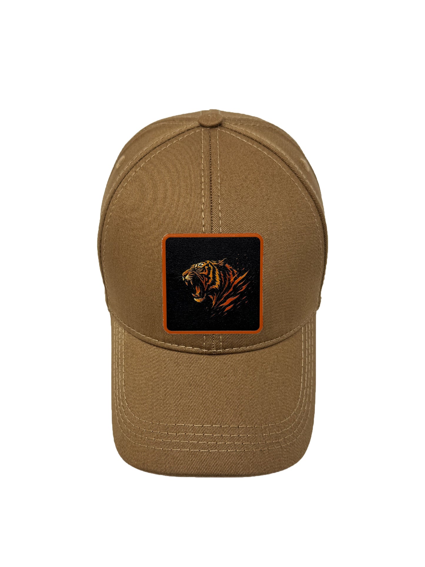 Roaring Tiger | Embossed Removable Patch 6 Panel Baseball Hat – %100 Cotton, Adjustable Strapback, Curved Bill , One Size Fits Most