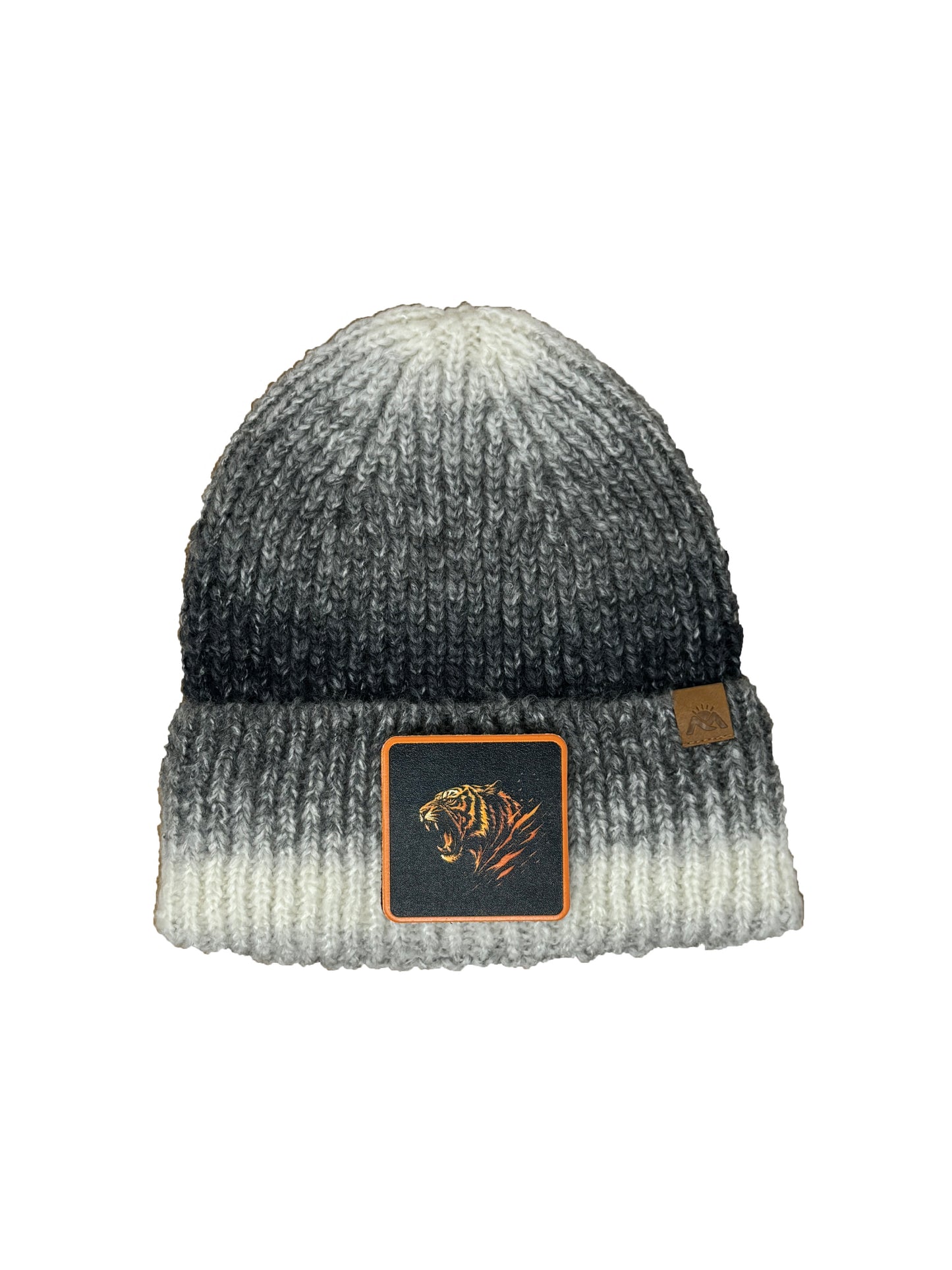 Roaring Tiger | Embossed Removable Patch Beanie - Wool Blend, Soft, Warm, One Size Fits All