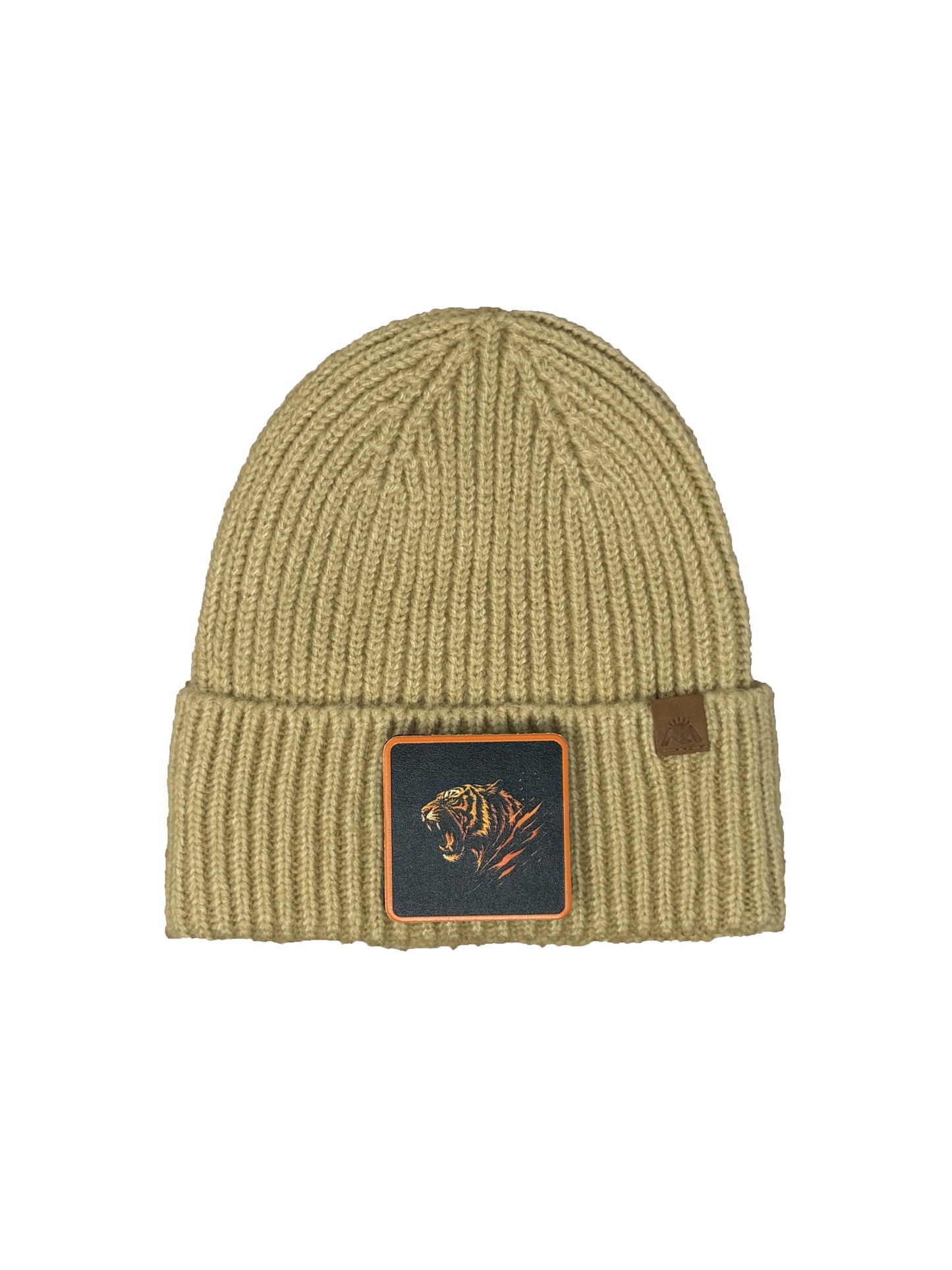 Roaring Tiger | Embossed Removable Patch Beanie - Wool Blend, Soft, Warm, One Size Fits Most