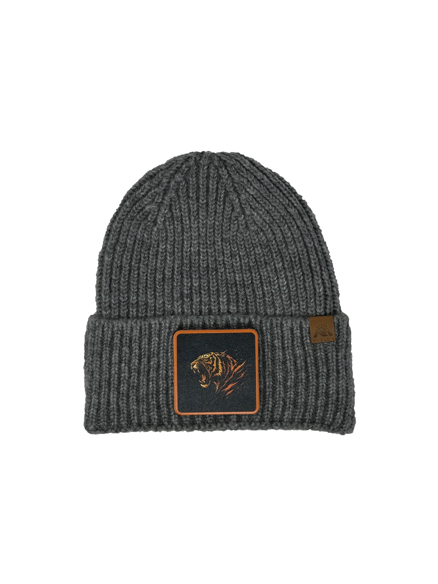Roaring Tiger | Embossed Removable Patch Beanie - Wool Blend, Soft, Warm, One Size Fits All