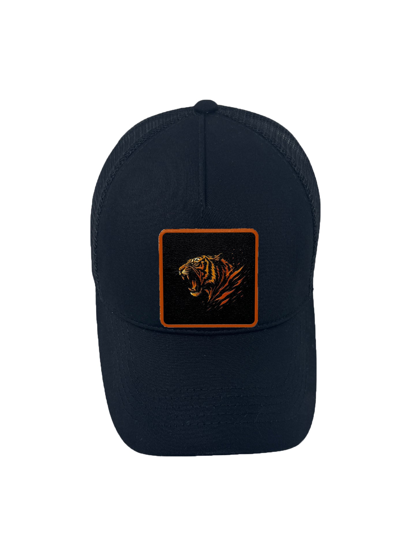 Roaring Tiger | Embossed Removable Patch Trucker Hat – Adjustable Snapback, Breathable Mesh, One Size Fits Most