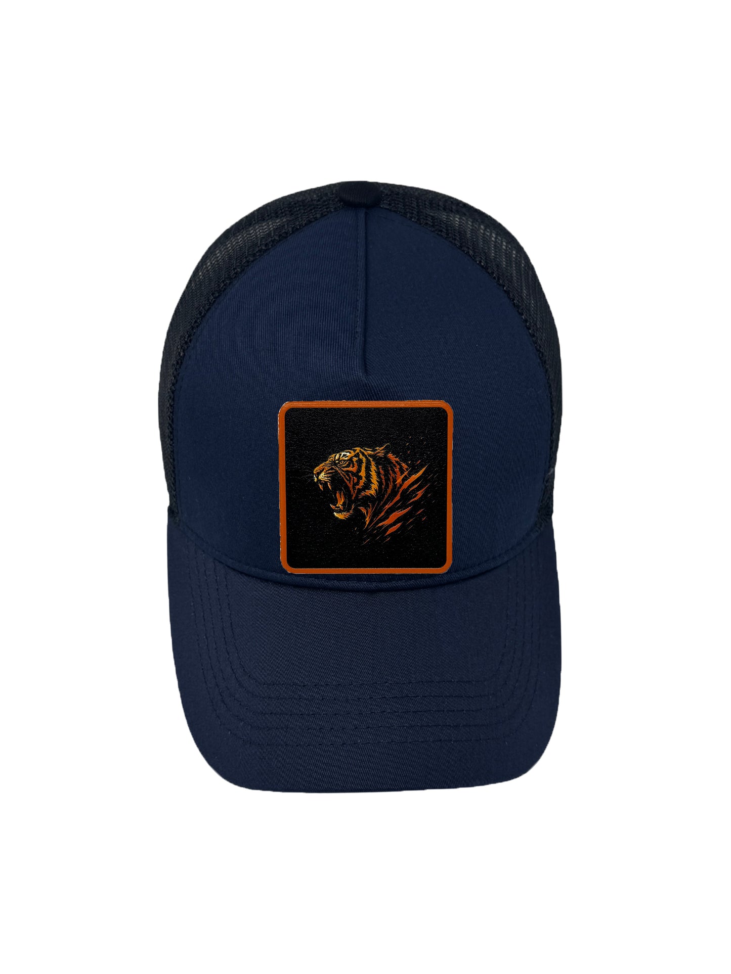 Roaring Tiger | Embossed Removable Patch Trucker Hat – Adjustable Snapback, Breathable Mesh, One Size Fits Most