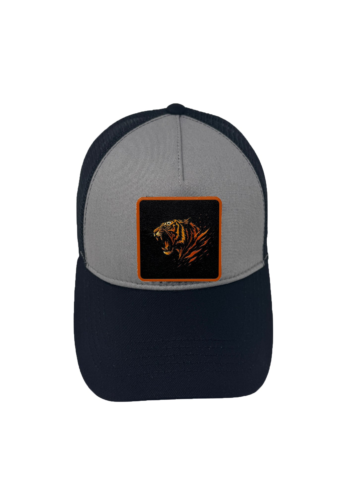 Roaring Tiger | Embossed Removable Patch Trucker Hat – Adjustable Snapback, Breathable Mesh, One Size Fits Most
