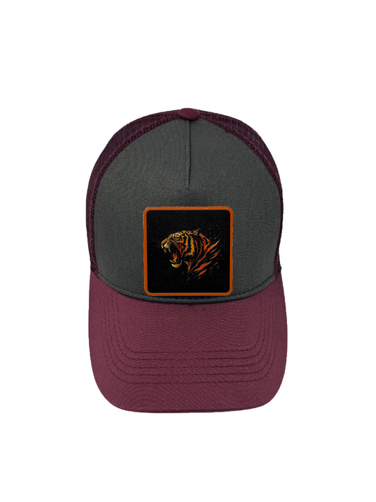 Roaring Tiger | Embossed Removable Patch Trucker Hat – Adjustable Snapback, Breathable Mesh, One Size Fits Most