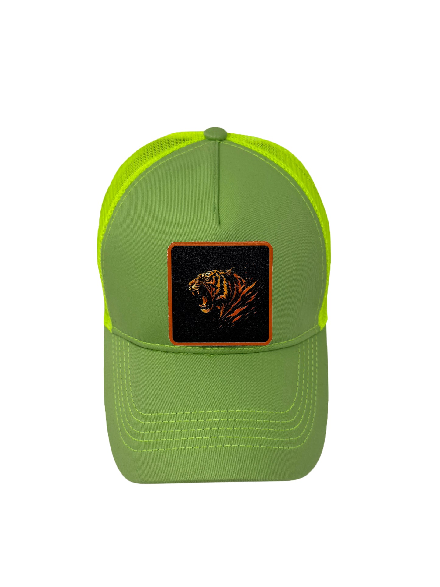 Roaring Tiger | Embossed Removable Patch Trucker Hat – Adjustable Snapback, Breathable Mesh, One Size Fits Most