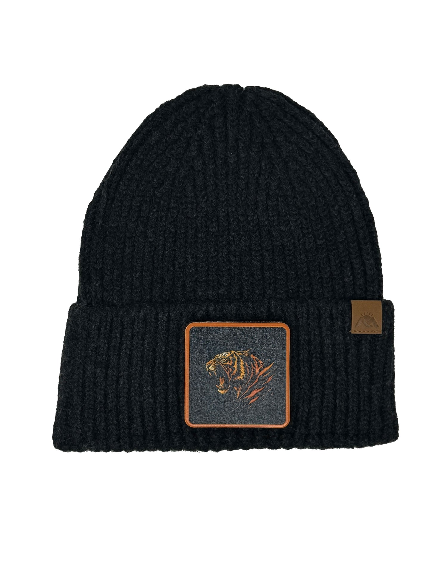 Roaring Tiger | Embossed Removable Patch Beanie - Wool Blend, Soft, Warm, One Size Fits All