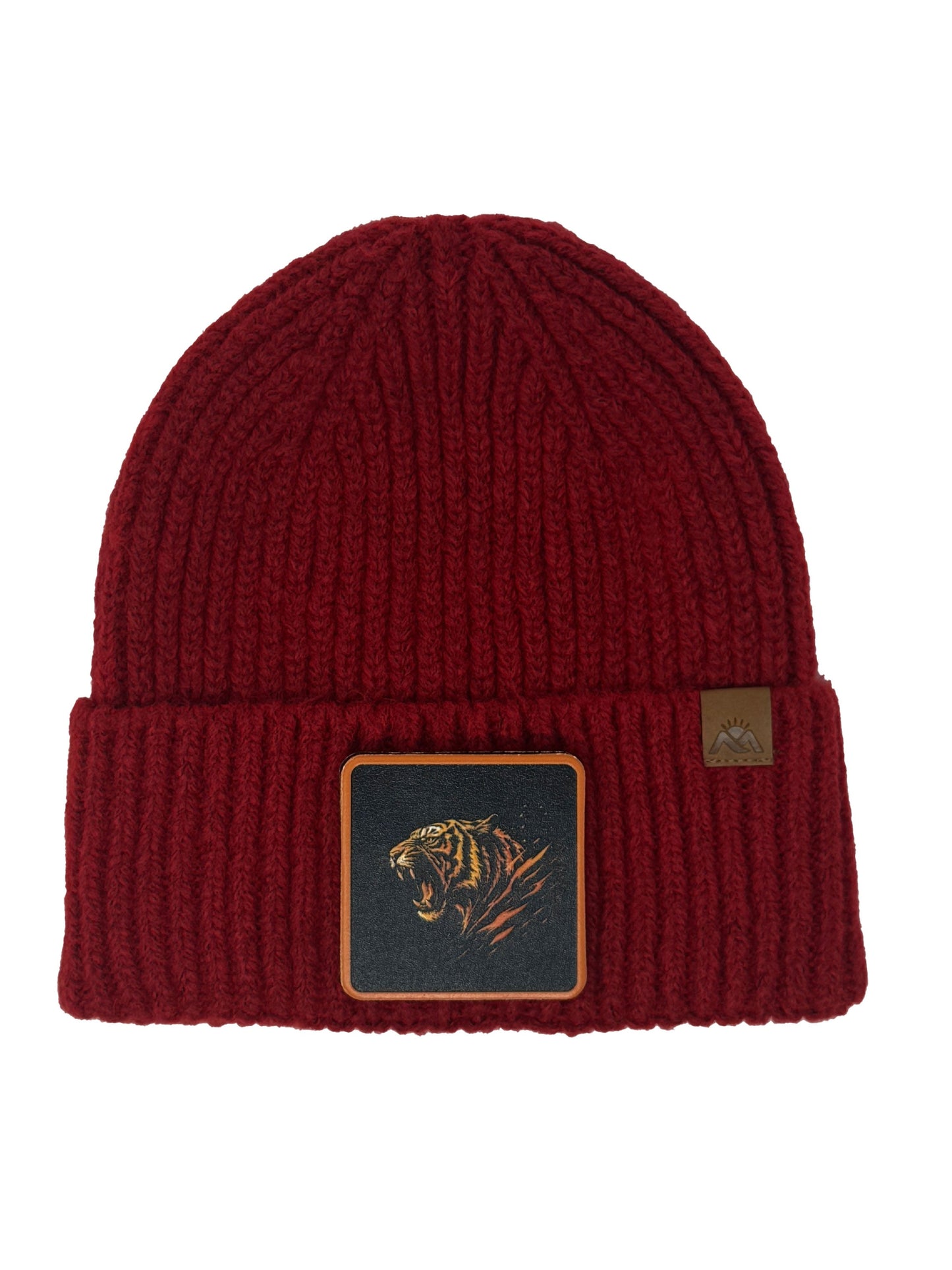 Roaring Tiger | Embossed Removable Patch Beanie - Wool Blend, Soft, Warm, One Size Fits Most