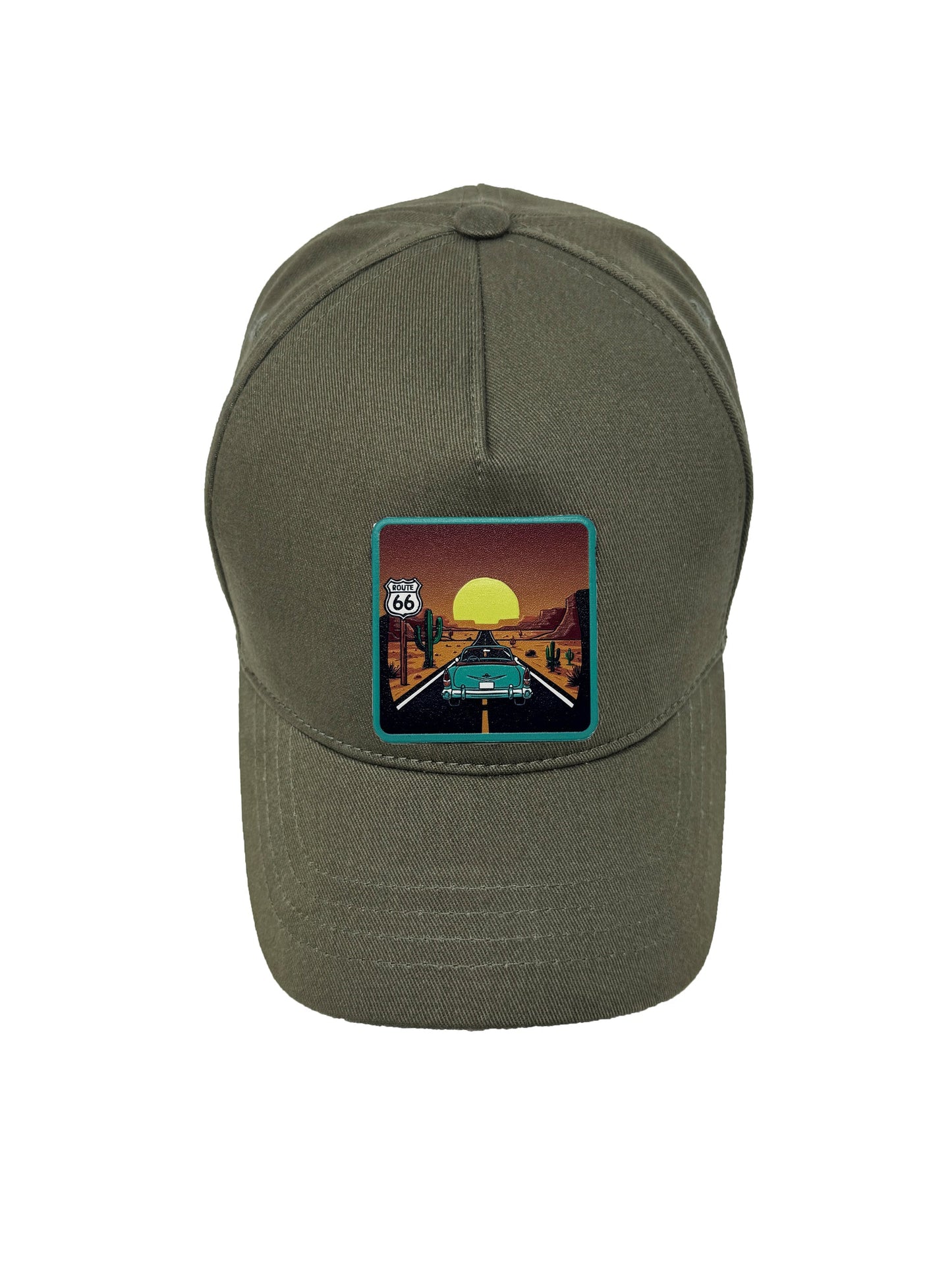 Route 66 | Embossed Removable Patch 5 Panel Baseball Hat – %100 Cotton, Adjustable Strapback, Curved Bill , One Size Fits Most