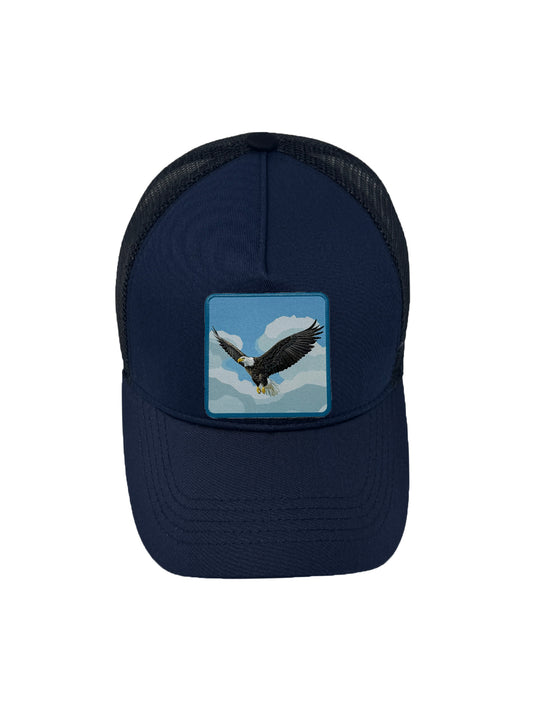 Sky Hunter | Embossed Removable Eagle Patch Trucker Hat – Adjustable Snapback, Breathable Mesh, One Size Fits Most