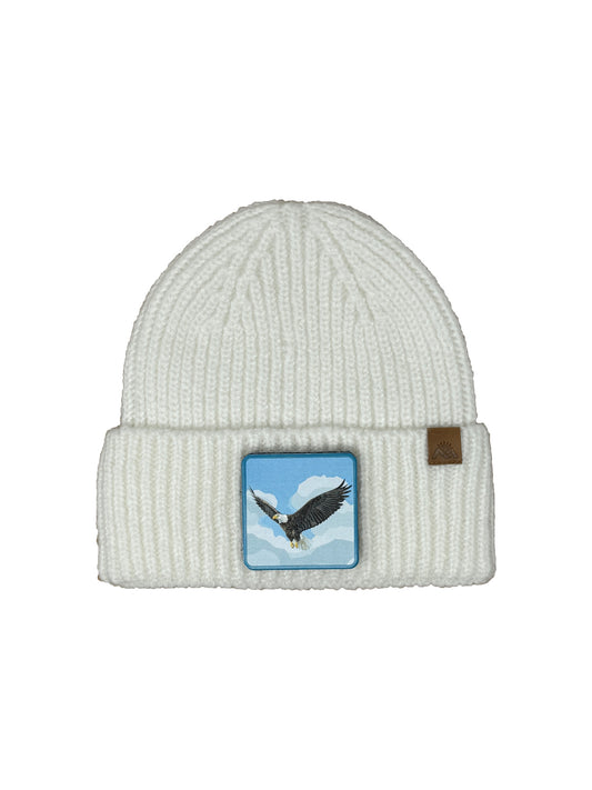 Sky Hunter | Embossed Removable Patch Beanie - Wool Blend, Soft, Warm, One Size Fits All