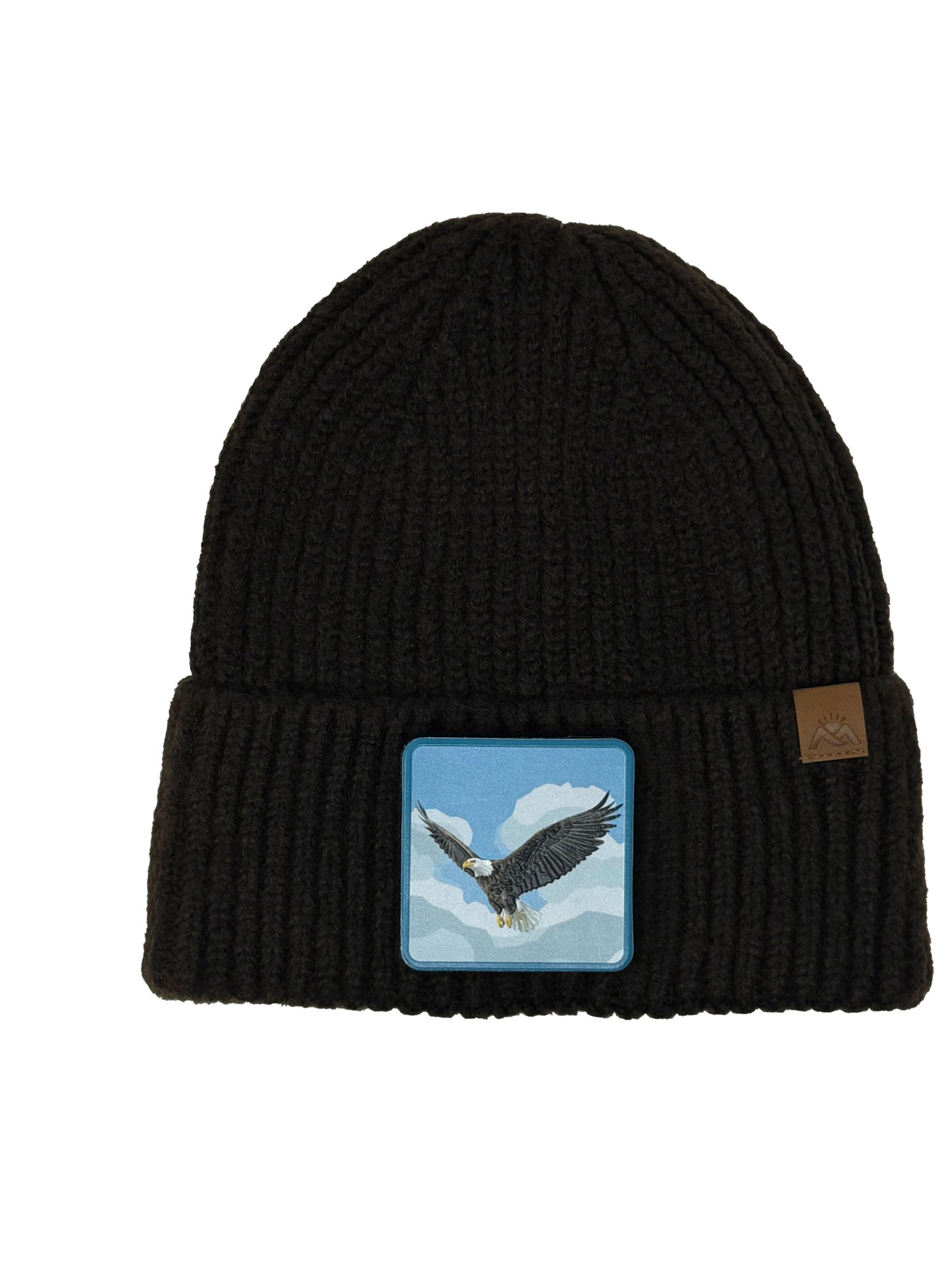Sky Hunter | Embossed Removable Patch Beanie - Wool Blend, Soft, Warm, One Size Fits Most