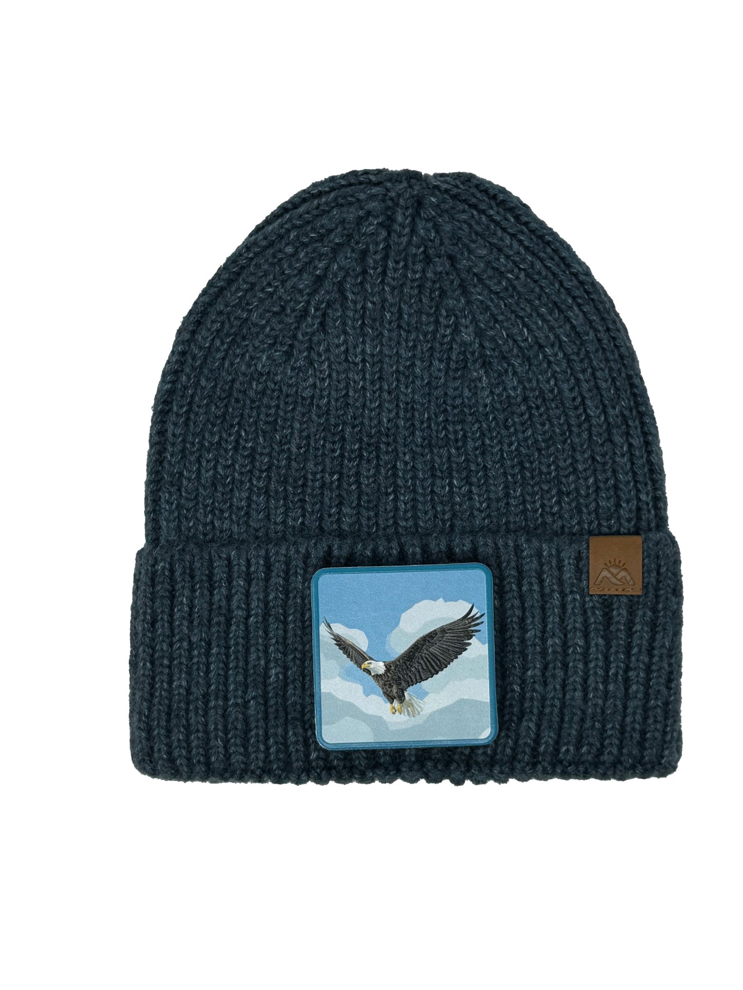 Sky Hunter | Embossed Removable Patch Beanie - Wool Blend, Soft, Warm, One Size Fits Most