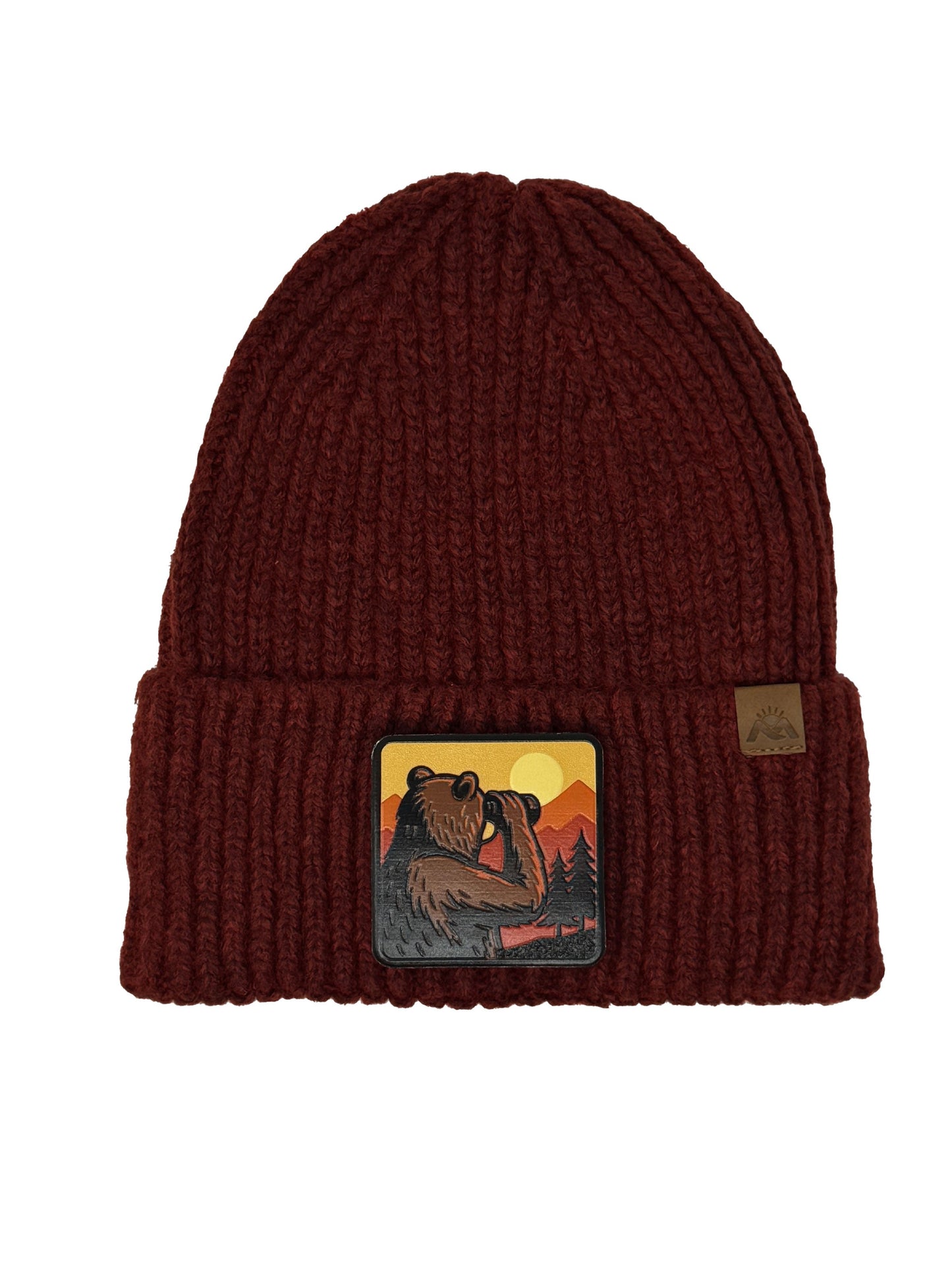 Wilderness Watcher | Embossed Removable Patch Beanie - Wool Blend, Soft, Warm, One Size Fits Most