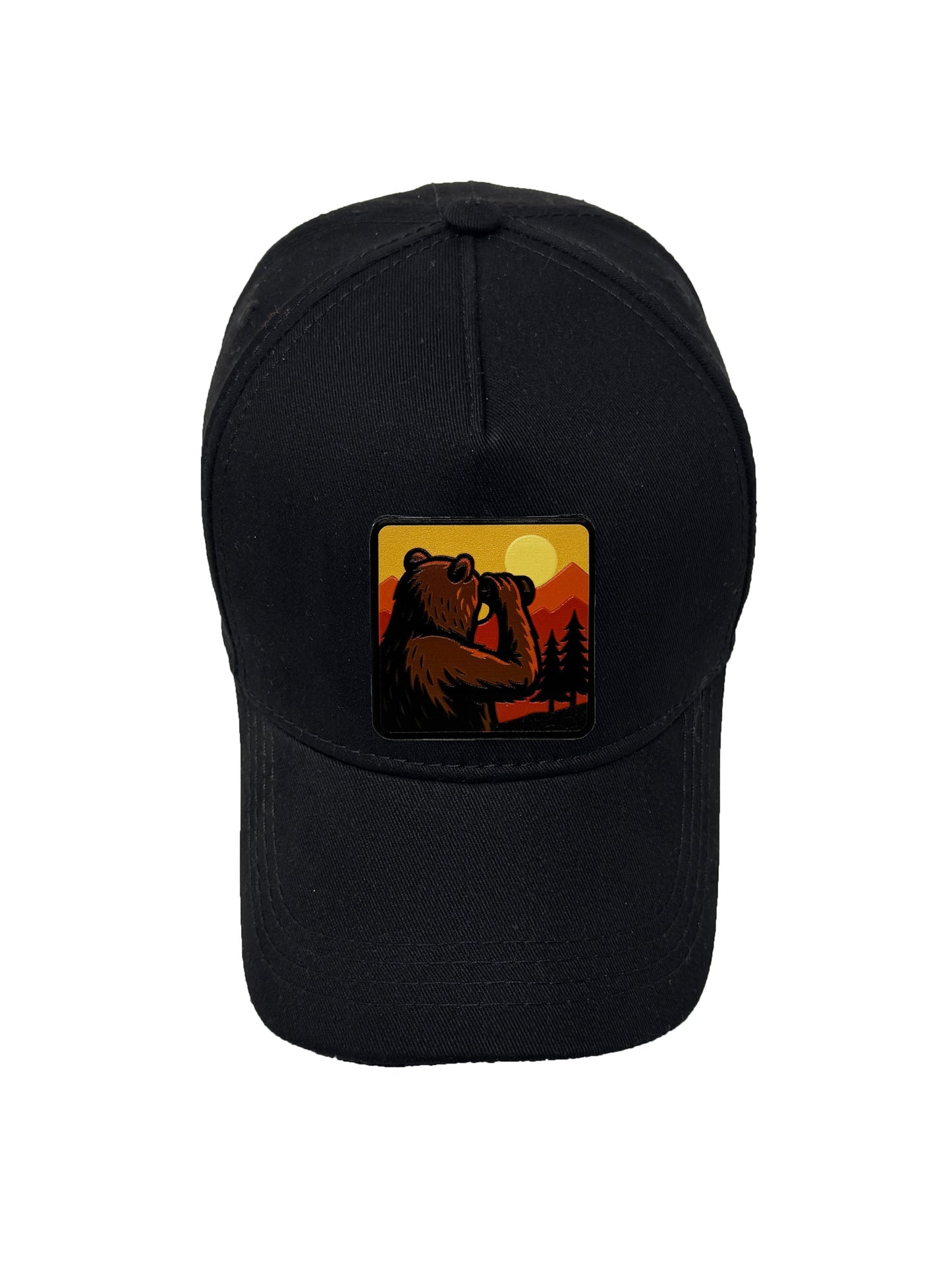 Wilderness Watcher | Embossed  Removable Patch 5 Panel Baseball Hat – %100 Cotton, Adjustable Strapback, Curved Bill , One Size Fits Most