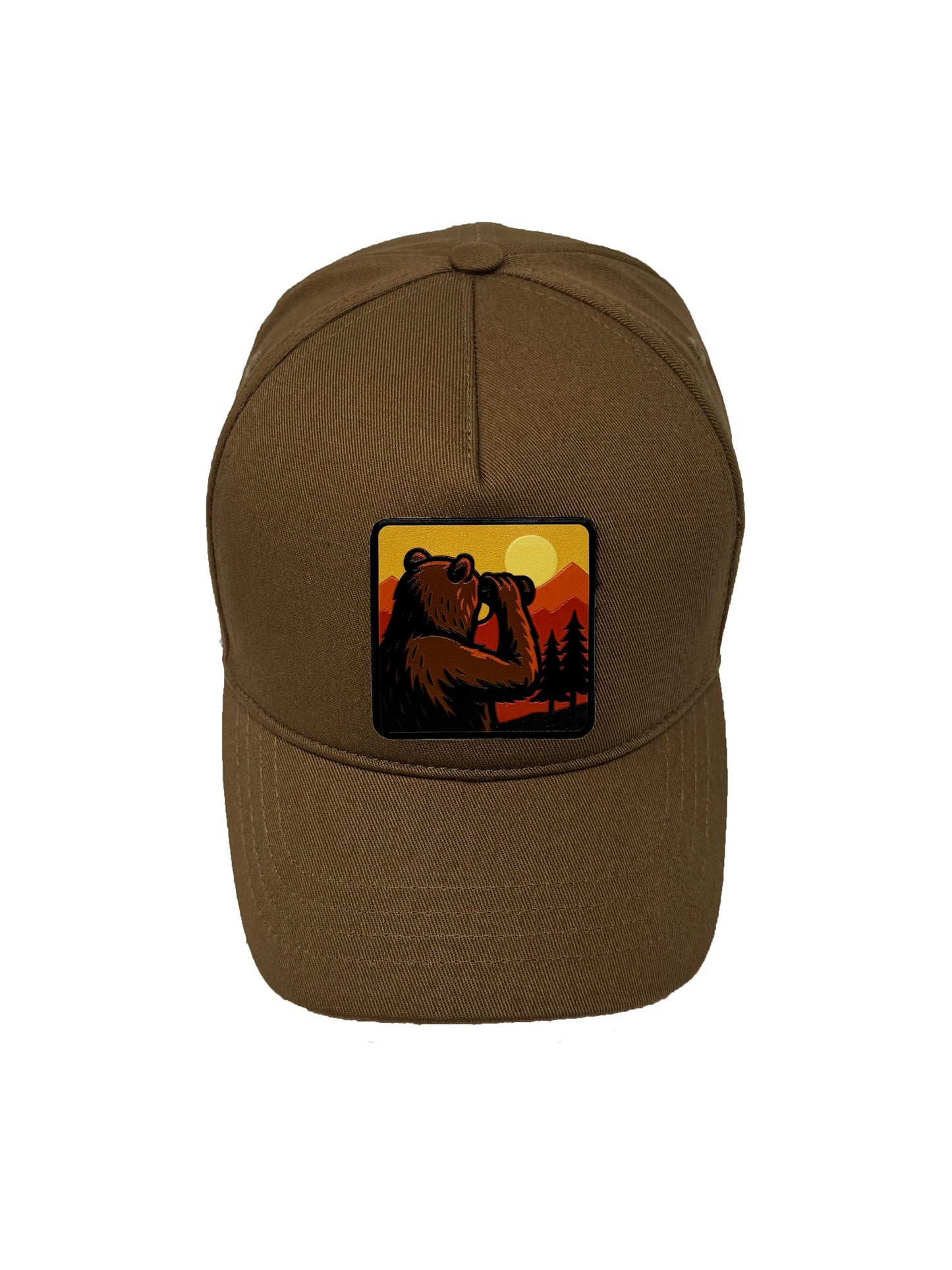 Wilderness Watcher | Embossed  Removable Patch 5 Panel Baseball Hat – %100 Cotton, Adjustable Strapback, Curved Bill , One Size Fits Most