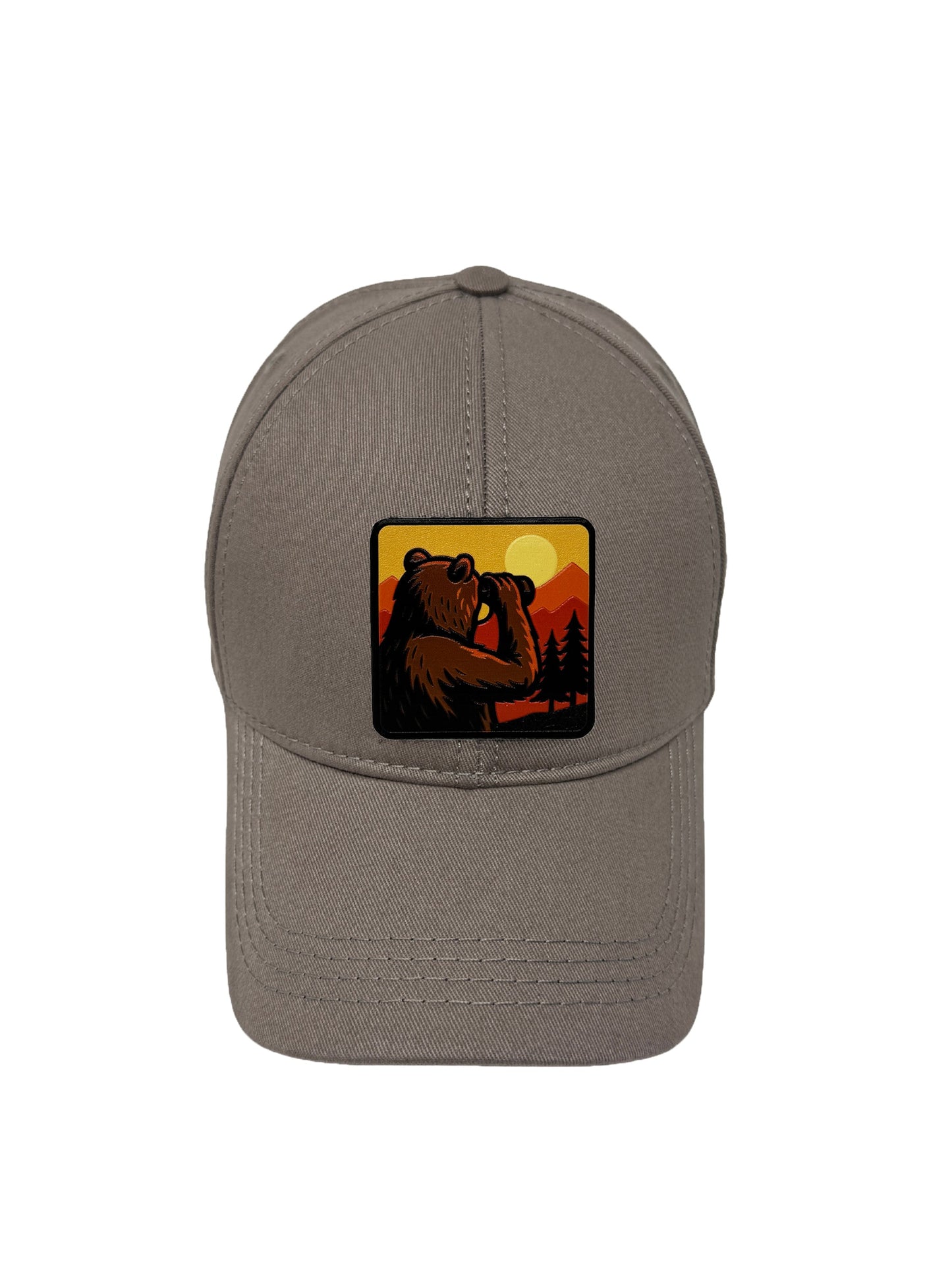 Wilderness Watcher | Embossed Removable Patch 6 Panel Baseball Hat – %100 Cotton, Adjustable Strapback, Curved Bill , One Size Fits Most