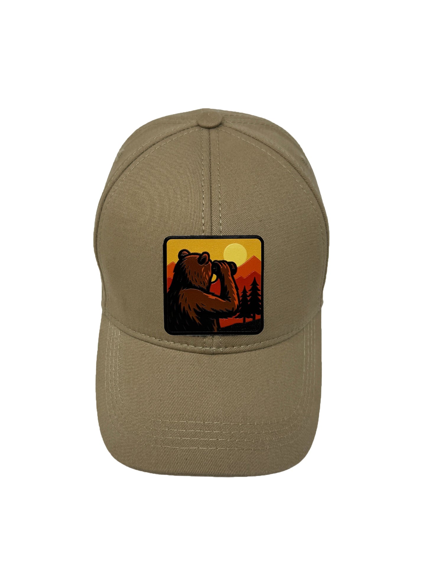 Wilderness Watcher | Embossed Removable Patch 6 Panel Baseball Hat – %100 Cotton, Adjustable Strapback, Curved Bill , One Size Fits Most