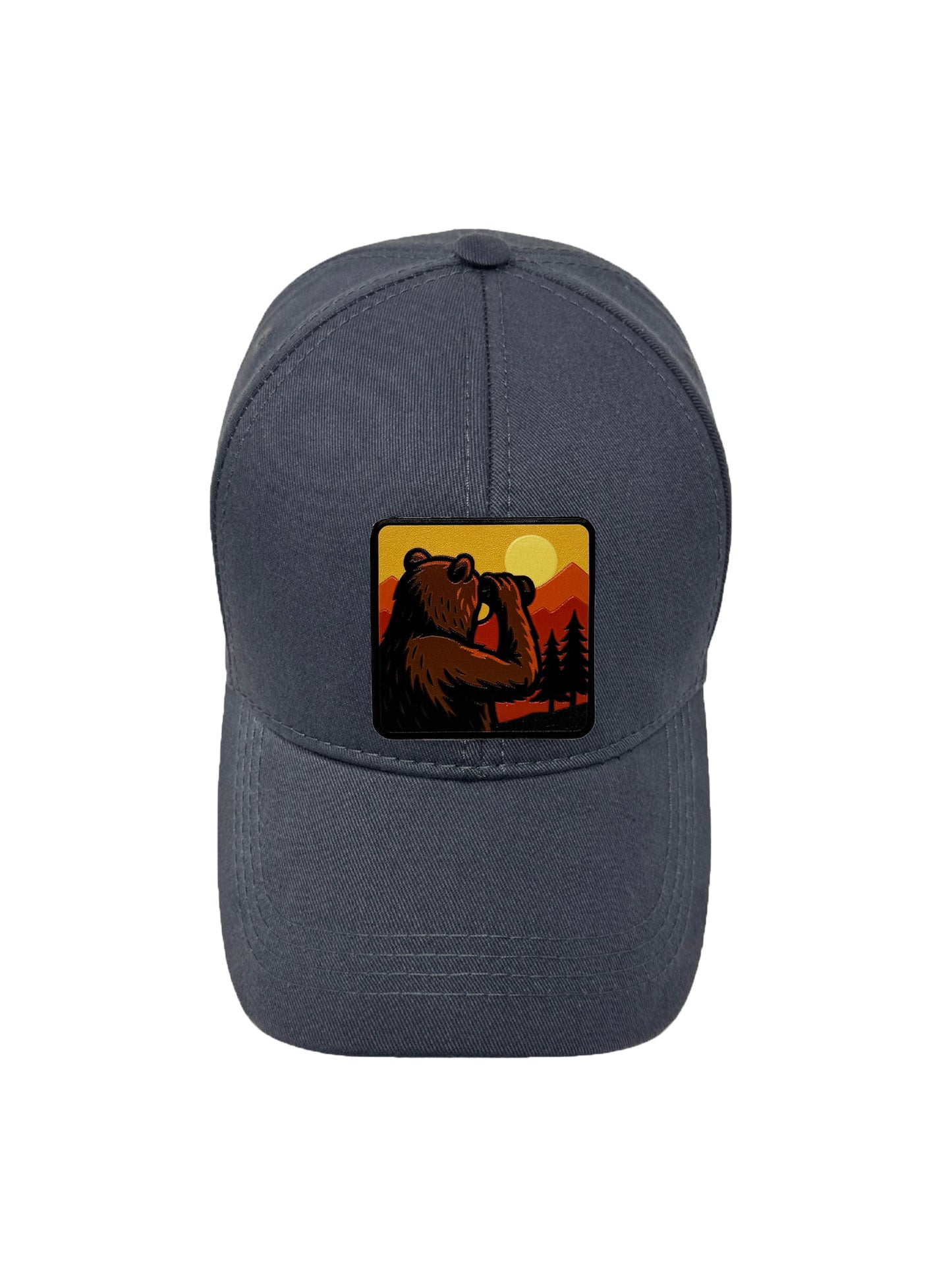 Wilderness Watcher | Embossed Removable Patch 6 Panel Baseball Hat – %100 Cotton, Adjustable Strapback, Curved Bill , One Size Fits Most