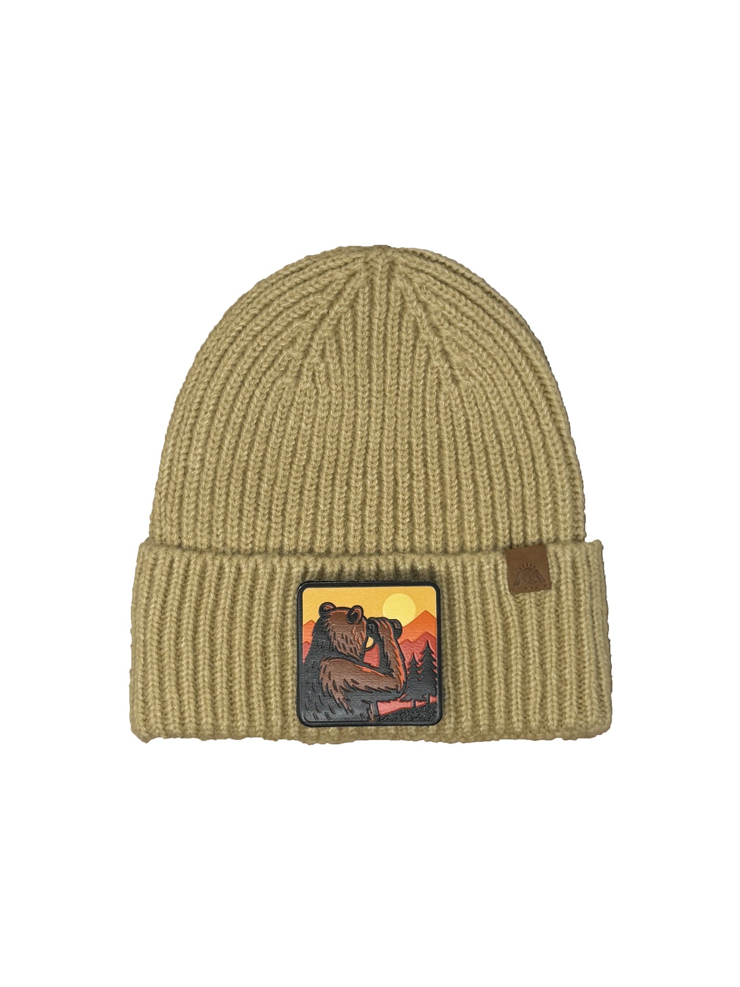 Wilderness Watcher | Embossed Removable Patch Beanie - Wool Blend, Soft, Warm, One Size Fits Most