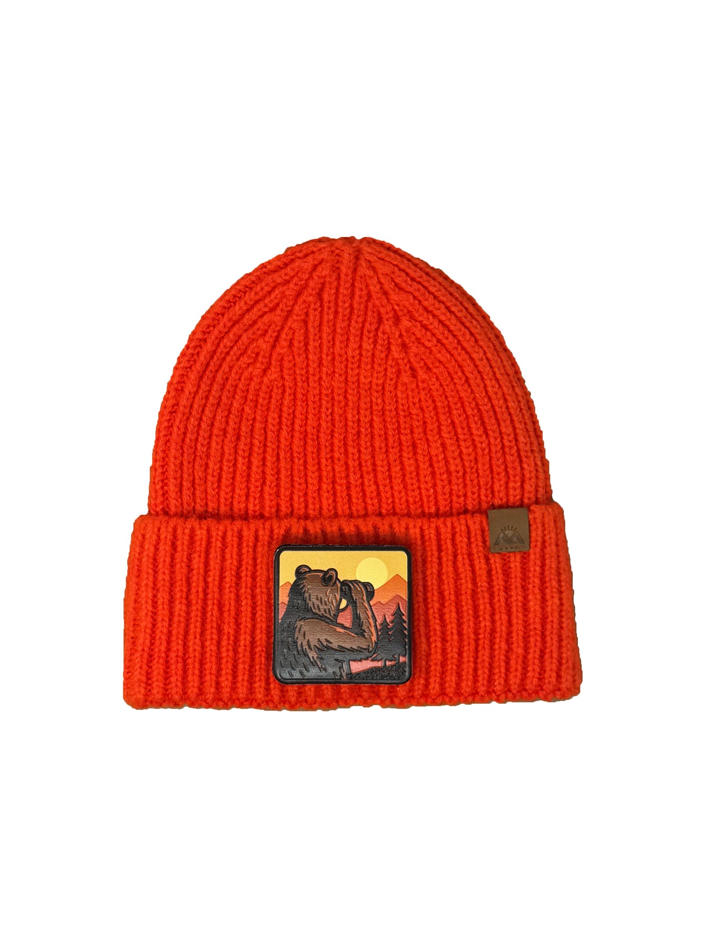 Wilderness Watcher | Embossed Removable Patch Beanie - Wool Blend, Soft, Warm, One Size Fits Most