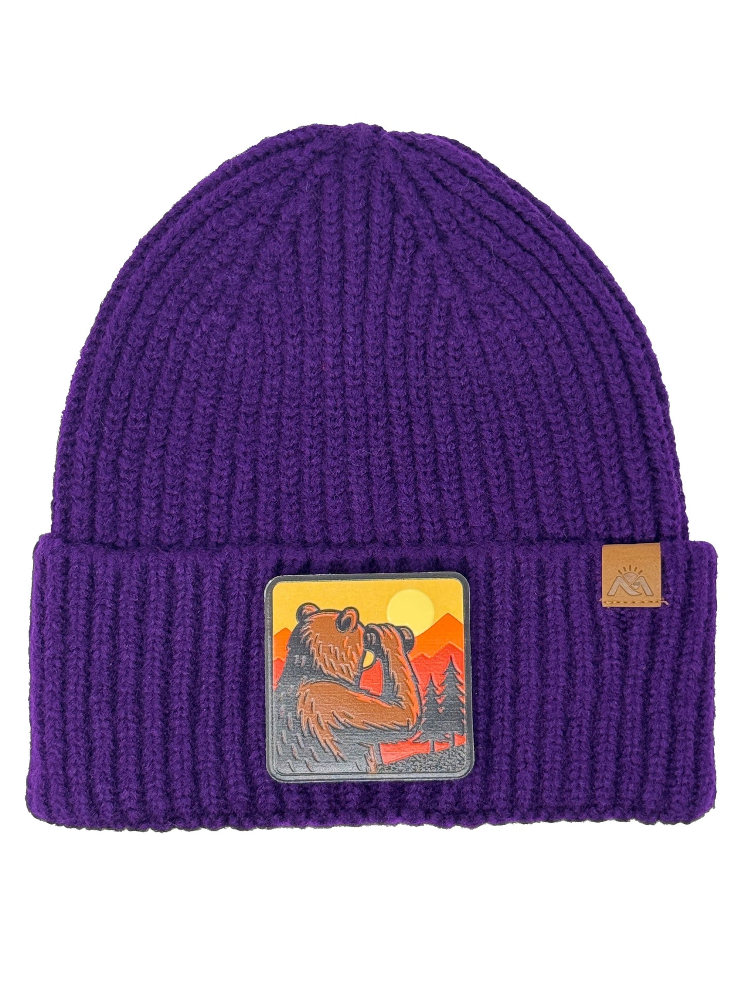 Wilderness Watcher | Embossed Removable Patch Beanie - Wool Blend, Soft, Warm, One Size Fits Most