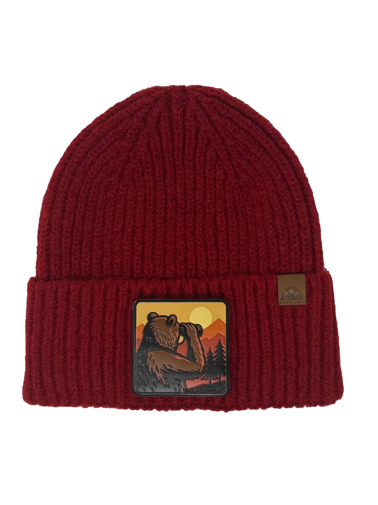 Wilderness Watcher | Embossed Removable Patch Beanie - Wool Blend, Soft, Warm, One Size Fits Most