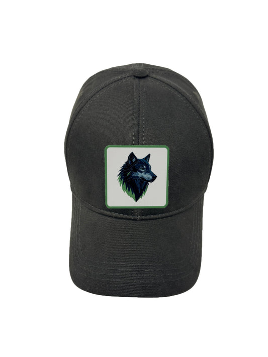 Wolf Instinct | Embossed Removable Patch 6 Panel Baseball Hat – %100 Cotton, Adjustable Strapback, Curved Bill , One Size Fits Most