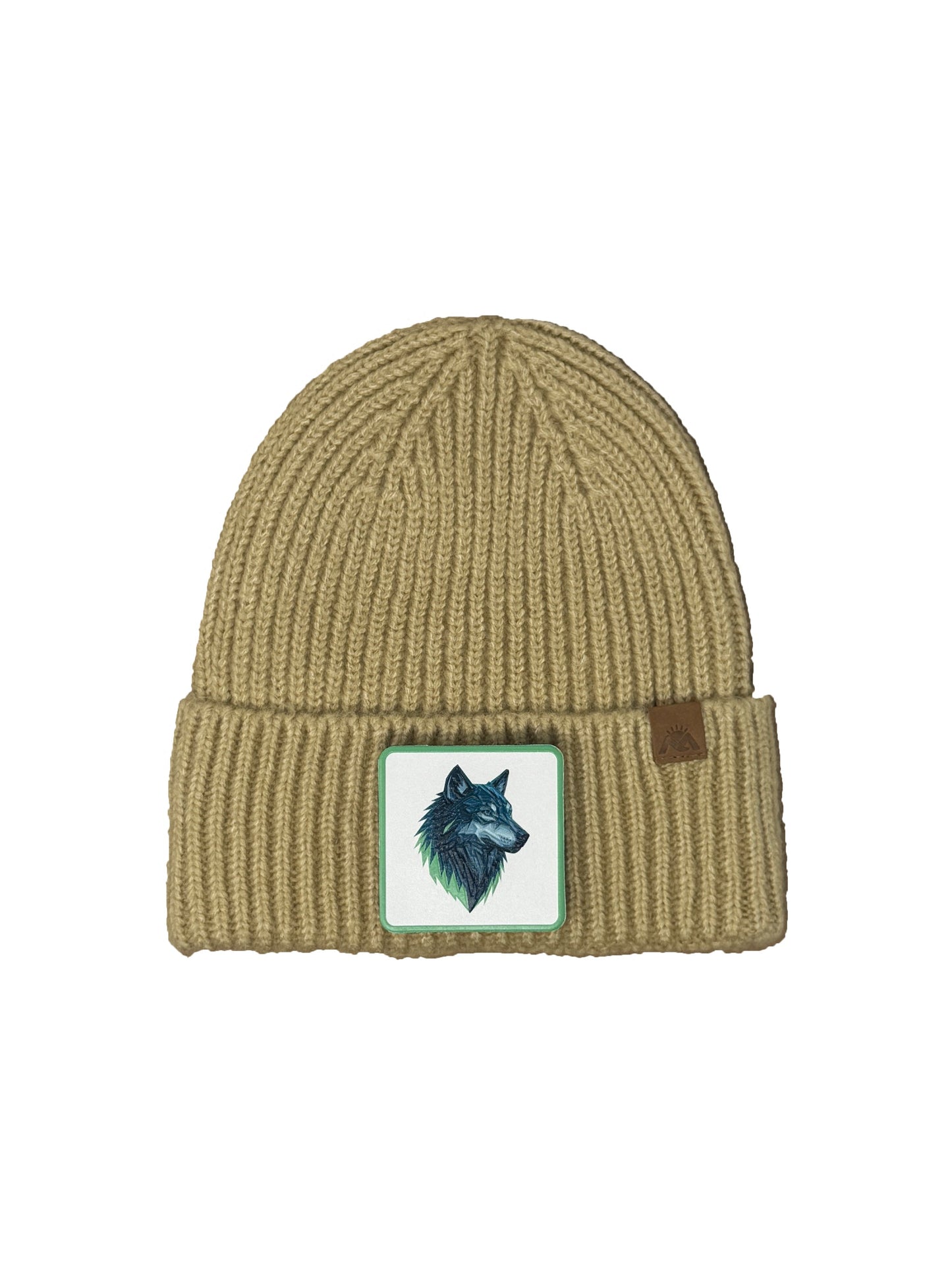 Wolf Instinct | Embossed Removable Patch Beanie - Wool Blend, Soft, Warm, One Size Fits Most