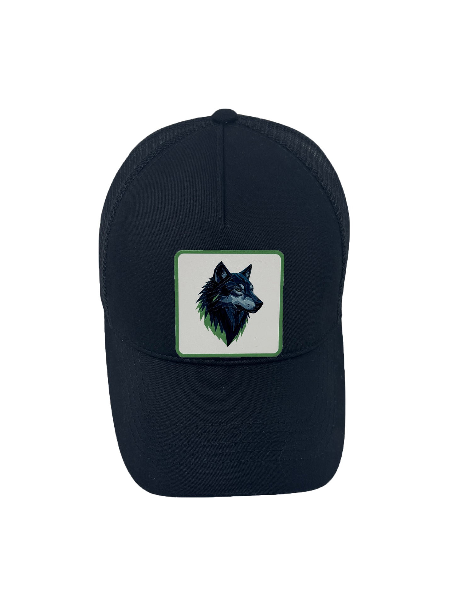 Wolf Instinct | Embossed Removable Patch Trucker Hat – Adjustable Snapback, Breathable Mesh, One Size Fits Most