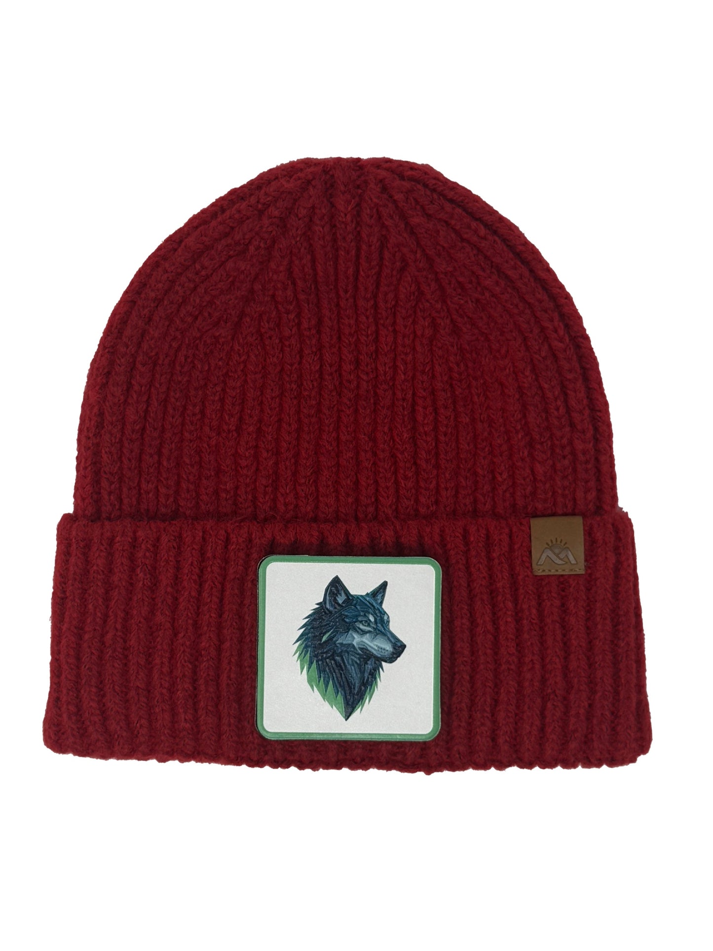 Wolf Instinct | Embossed Removable Patch Beanie - Wool Blend, Soft, Warm, One Size Fits Most